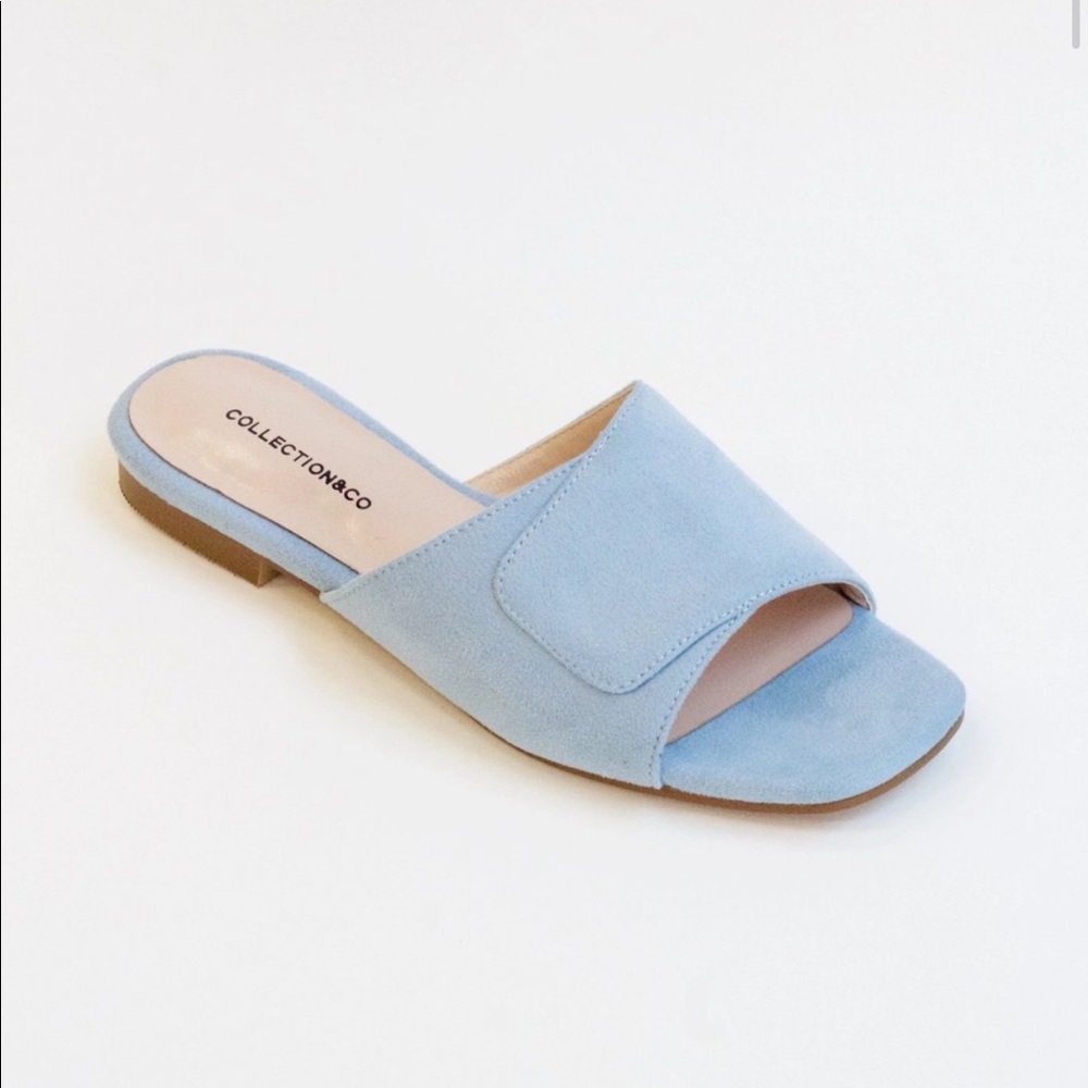 NEW Collection & Co. ELIA Blue Vegan Slides 🌱